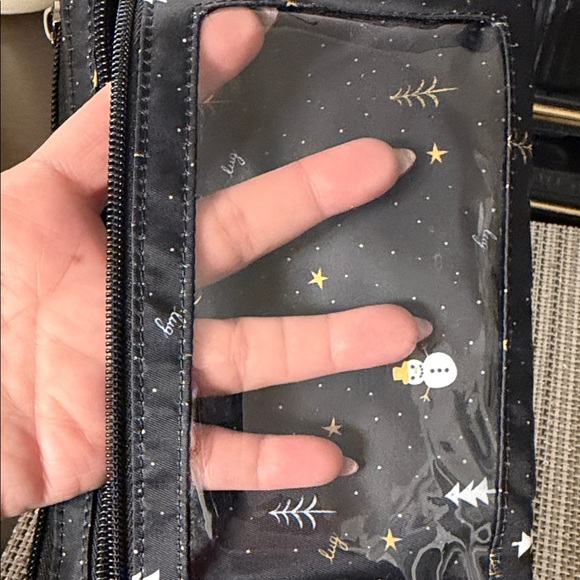 Lug Black Quilted Pouch with Snowman and Star Pattern - Picture 5 of 7